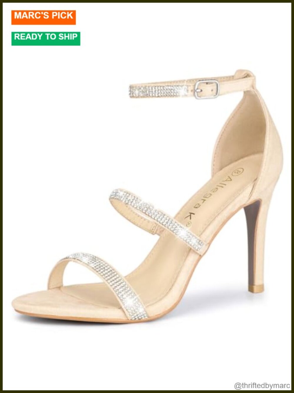 Faux Suede Stiletto Heel Sandals Rhinestone Ankle Strap